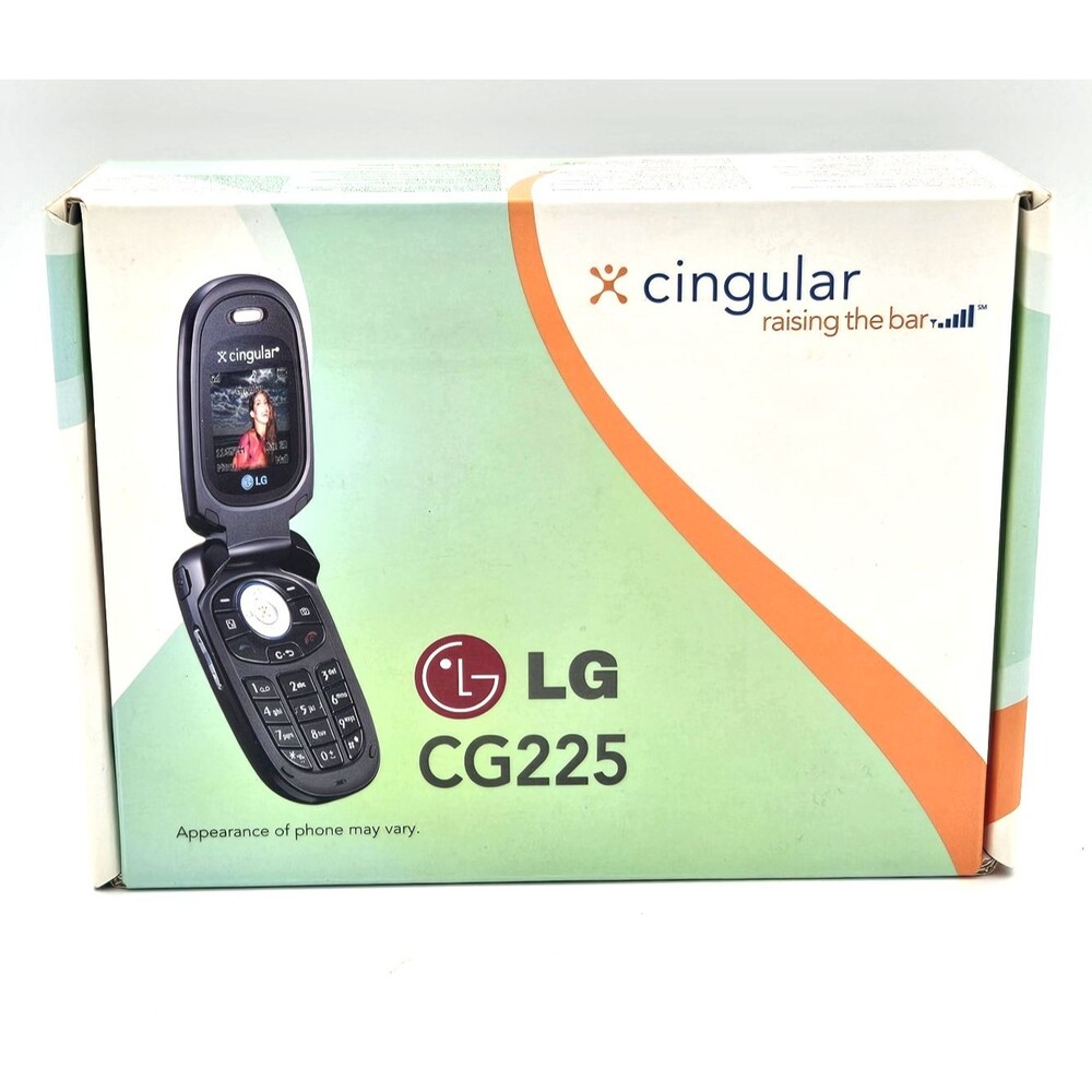 LG CG225 Cingular Black Flip Phone Y2K Cell Phone Box Charger